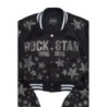 Shanda Chaud noir récolte strass veste varsity