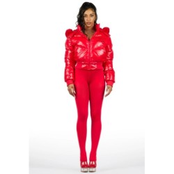 Veste de puffer rouge Destina