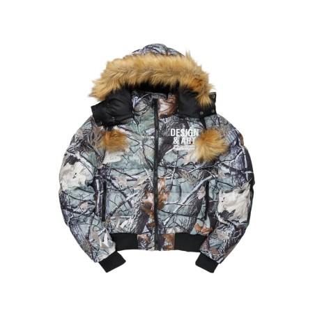 benita gris arbre camo puffer veste