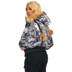 benita gris arbre camo puffer veste