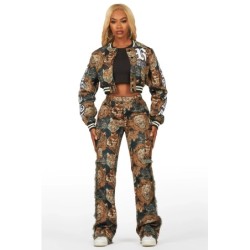 khadiyah noir récolte tapisserie varsity veste