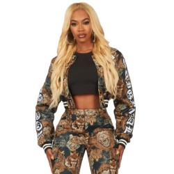 khadiyah noir récolte tapisserie varsity veste
