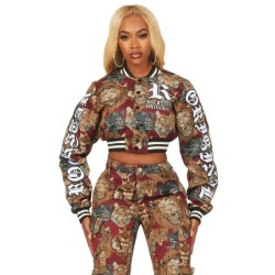 khadiyah rouge récolte tapisserie varsity veste