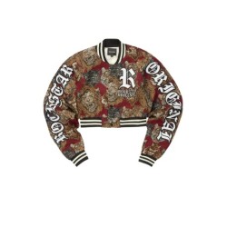 khadiyah rouge récolte tapisserie varsity veste