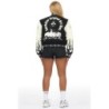 yalanda chaud noir veste de varsity oversized