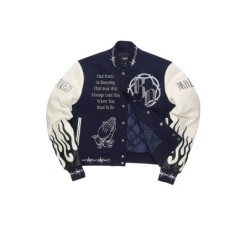 yalanda chaud marine veste de varsity oversized