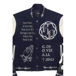 yalanda chaud marine veste de varsity oversized