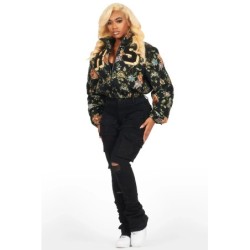 marionna noir tapisserie puffer veste