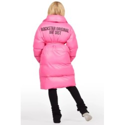 sehrazat chaud rose long enveloppement veste puffer