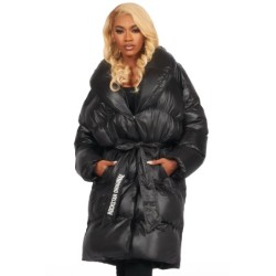 sehrazat noir long wrap puffer veste