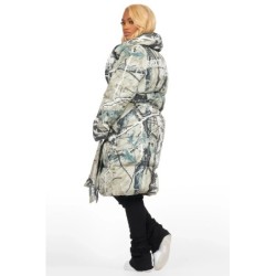 sehrazat arbre camouflage longue enveloppe puffer veste