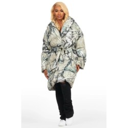 sehrazat arbre camouflage longue enveloppe puffer veste