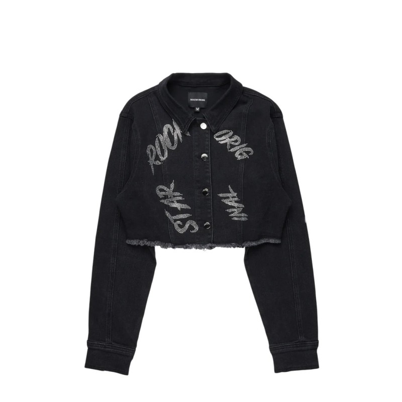 veste en denim crop noir chequea