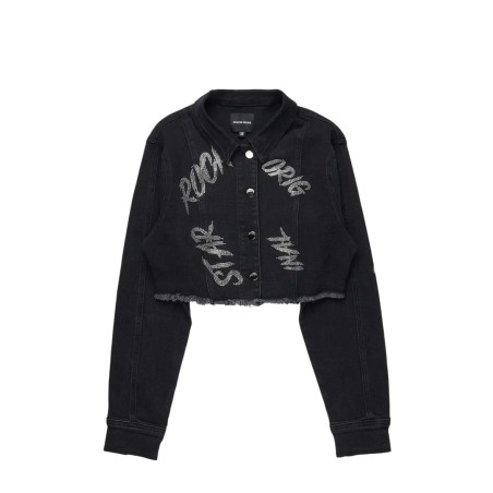 veste en denim crop noir chequea