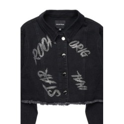 veste en denim crop noir chequea