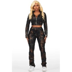 nakedra noir peau de serpent faux cuir veste moto