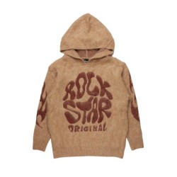 akeya beige graphique tricot à capuche