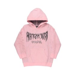 andreas rose/noir réfléchi graphique tricot mohair hoodie