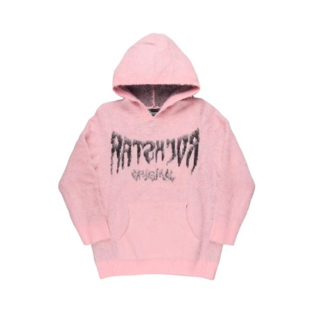 andreas rose/noir réfléchi graphique tricot mohair hoodie