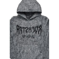 andreas noir/gris réfléchi graphique tricot mohair hoodie