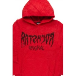 andreas rouge réfléchi graphique tricot mohair hoodie