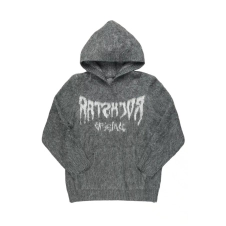 andreas blanc/gris réfléchi graphique tricot mohair hoodie