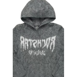 andreas blanc/gris réfléchi graphique tricot mohair hoodie