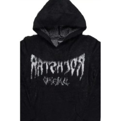 andreas noir réfléchi graphique tricot mohair hoodie