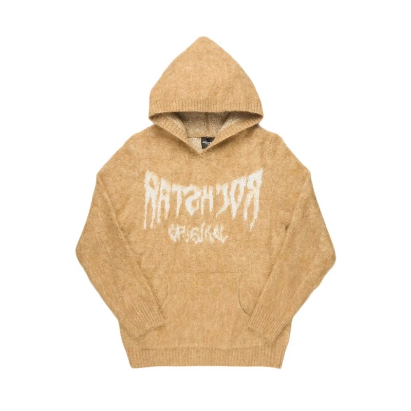 andreas beige réfléchi graphique tricot mohair hoodie