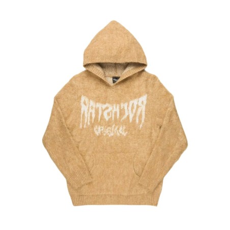 andreas beige réfléchi graphique tricot mohair hoodie