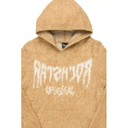 andreas beige réfléchi graphique tricot mohair hoodie