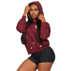 nylia bourgogne chemise à capuche oversized