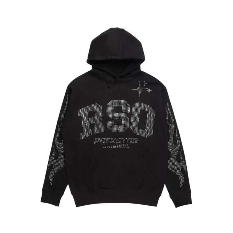 sweat à capuche en strass noir parnella