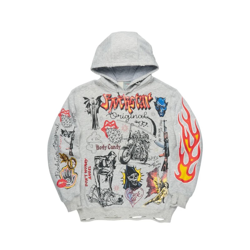 daisia heather gris chemise à capuche oversized