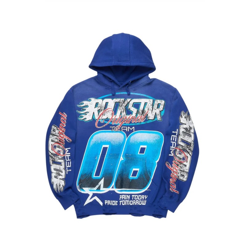 chemise à capuche bleu royal