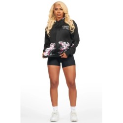 Filipa chemise à capuche noir/rose