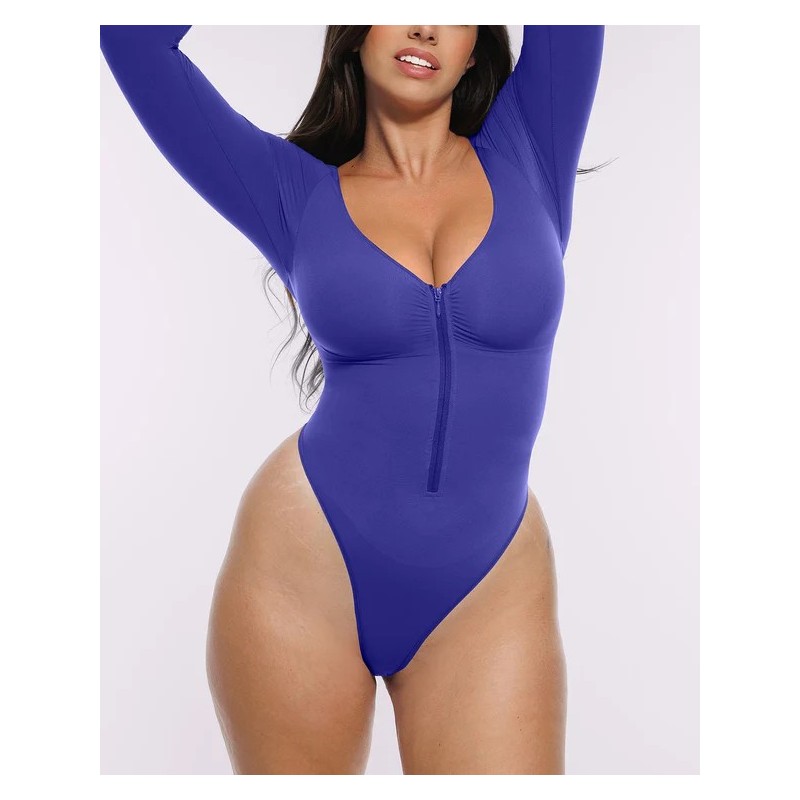 Skin Flow™ Bodysuit à manches longues zipper avant Skin Flow™ Bodysuit à manches longues zipper avant