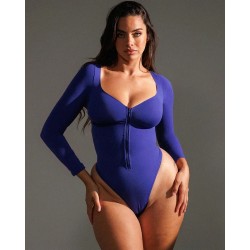 Skin Flow™ Bodysuit à manches longues zipper avant