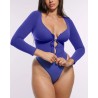 Skin Flow™ Bodysuit à manches longues zipper avant