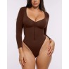 Skin Flow™ Bodysuit à manches longues zipper avant