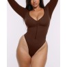 Skin Flow™ Bodysuit à manches longues zipper avant