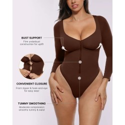 Skin Flow™ Bodysuit à manches longues zipper avant