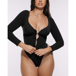 Skin Flow™ Bodysuit à manches longues zipper avant