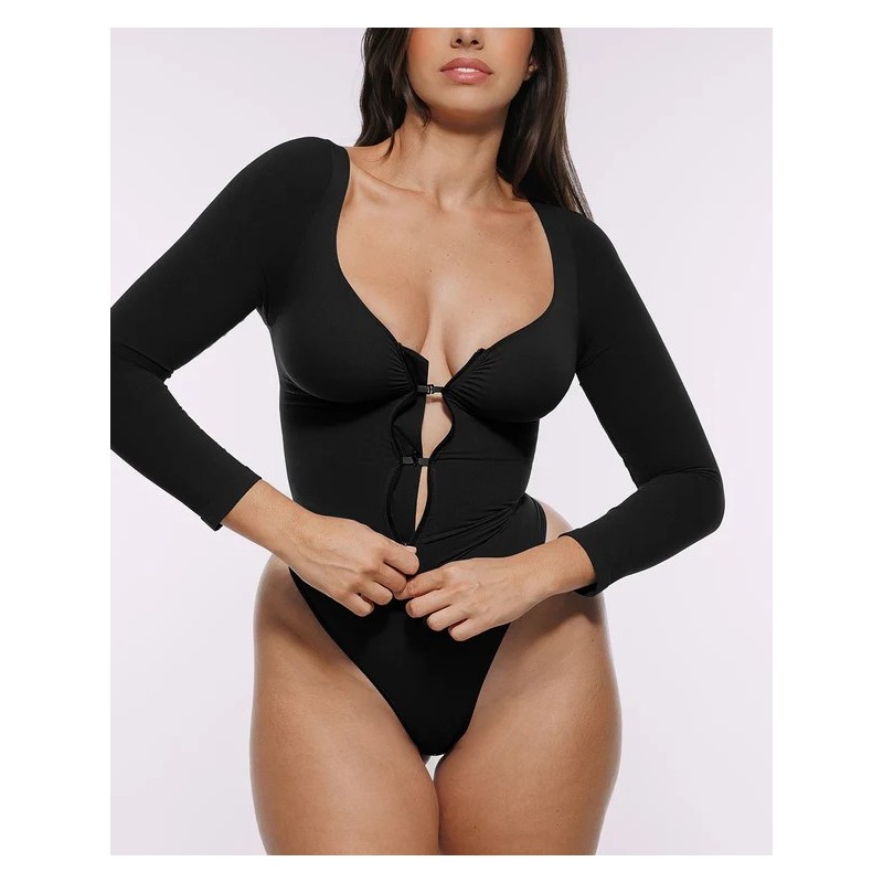 Skin Flow™ Bodysuit à manches longues zipper avant Skin Flow™ Bodysuit à manches longues zipper avant