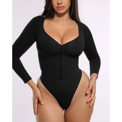 Skin Flow™ Bodysuit à manches longues zipper avant
