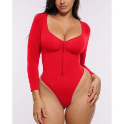 Skin Flow™ Bodysuit à manches longues zipper avant