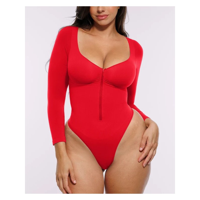 Skin Flow™ Bodysuit à manches longues zipper avant Skin Flow™ Bodysuit à manches longues zipper avant