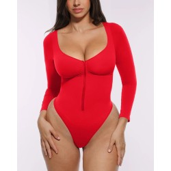Skin Flow™ Bodysuit à manches longues zipper avant
