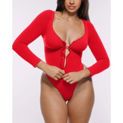 Skin Flow™ Bodysuit à manches longues zipper avant