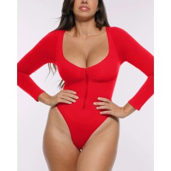 Skin Flow™ Bodysuit à manches longues zipper avant